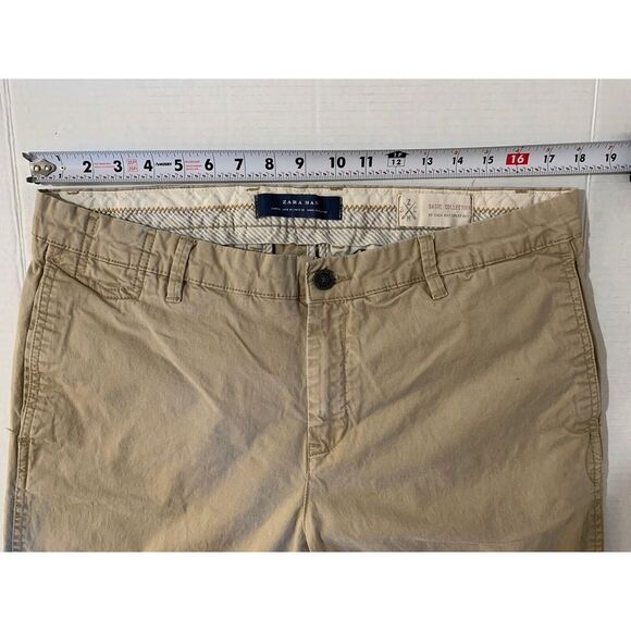 Zara Man Mens Pants Tan Size 36 Basic Collection Chino Stretch Cotton Blend - Picture 8 of 11